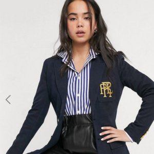 Ralph Lauren navy crest preppy blazer XS women's